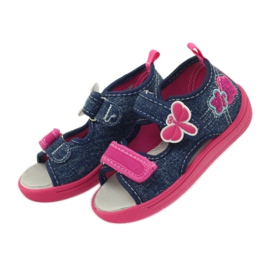 American Club American children's shoes sandals butterflies leather insole pink navy blue 4