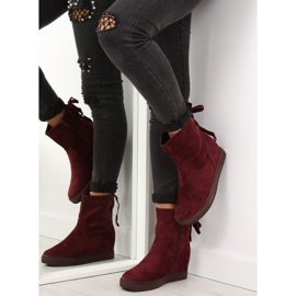 Boots on a hidden wedge heel HQ886 Claret Red 1