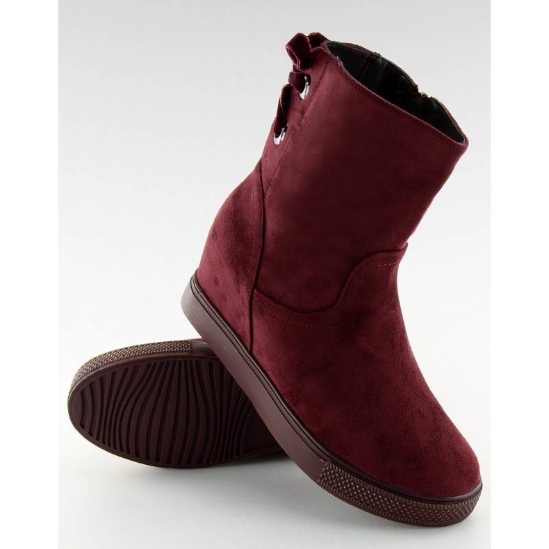 Boots on a hidden wedge heel HQ886 Claret Red 2
