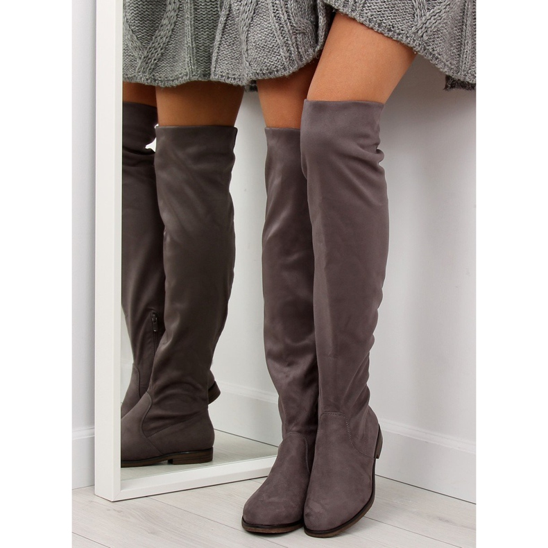 Classic gray musketeer boots 887-PG Gray grey 1 Classic gray musketeer boots 887-PG Gray grey 1