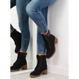 Black heeled timber boots 7-9028 2