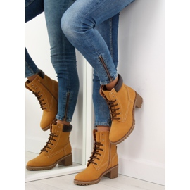 Timber boots on high heels, camel 7-9028 brown 2