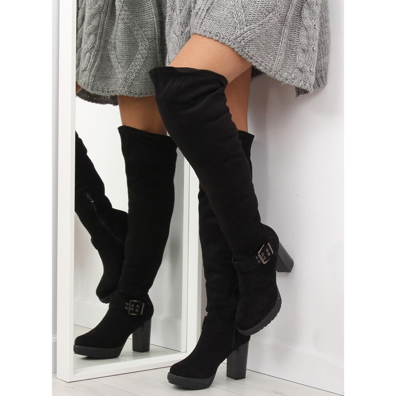 Black 862-GG Black platform boots 2