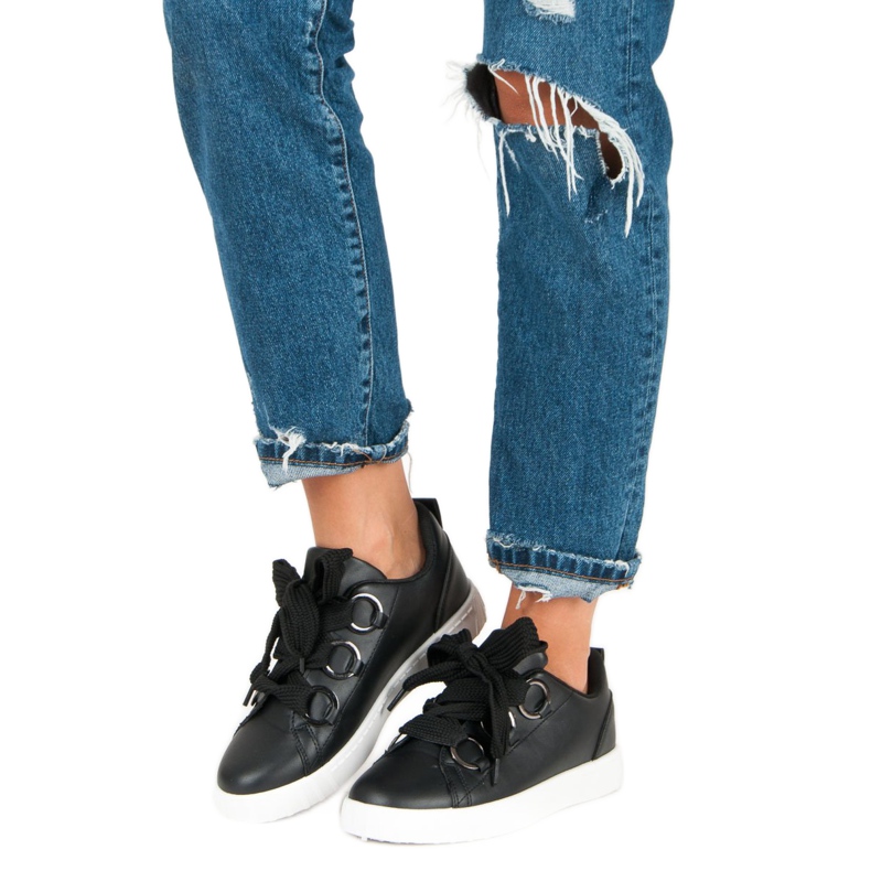 Super Me Black lace-up sneakers 1