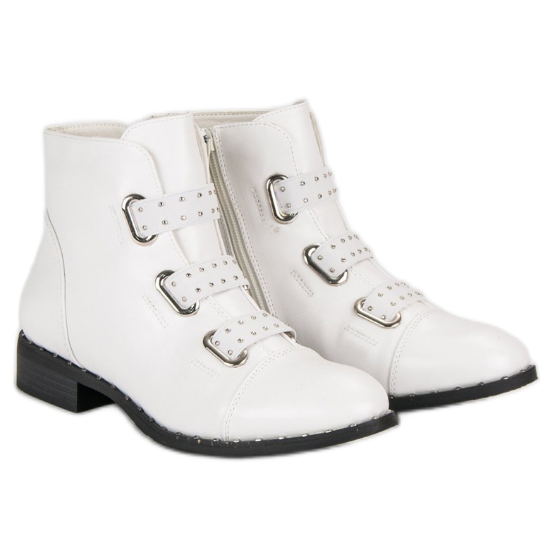 Bestelle White ankle boots with a zipper 1