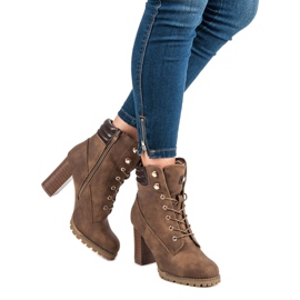 Kayla Tied high-heeled ankle boots brown 2