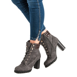 Kayla Tied high-heeled ankle boots grey 2