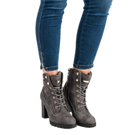 Kayla Tied high-heeled ankle boots grey 1