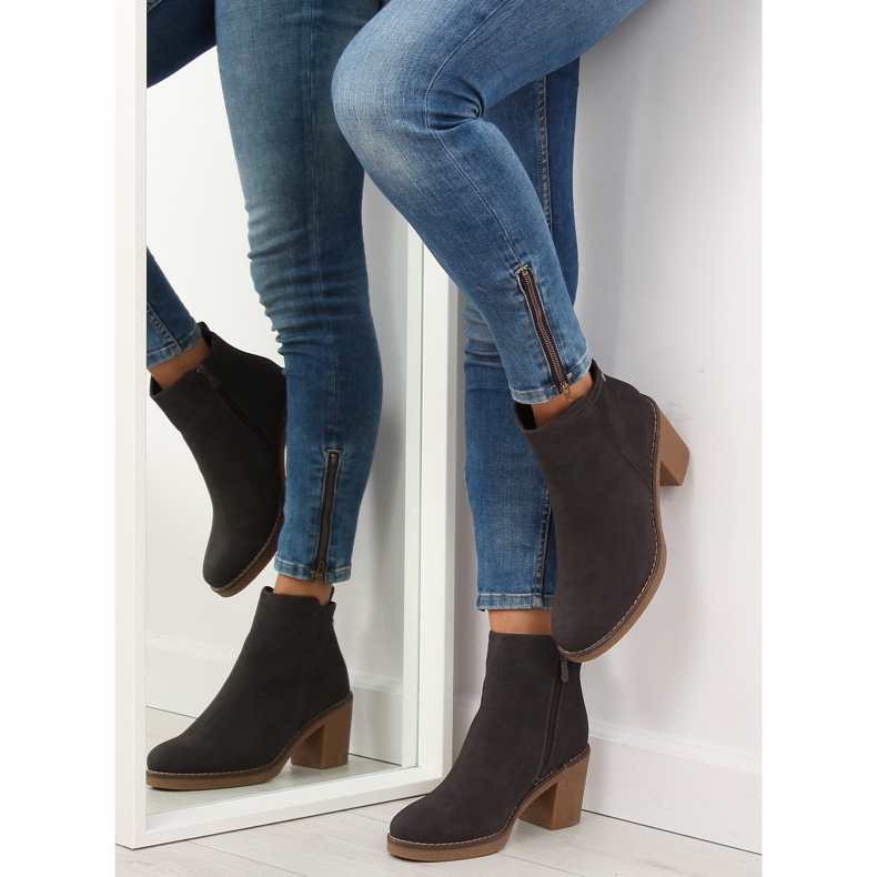 Gray High-heeled boots 7B670 Gray grey 2