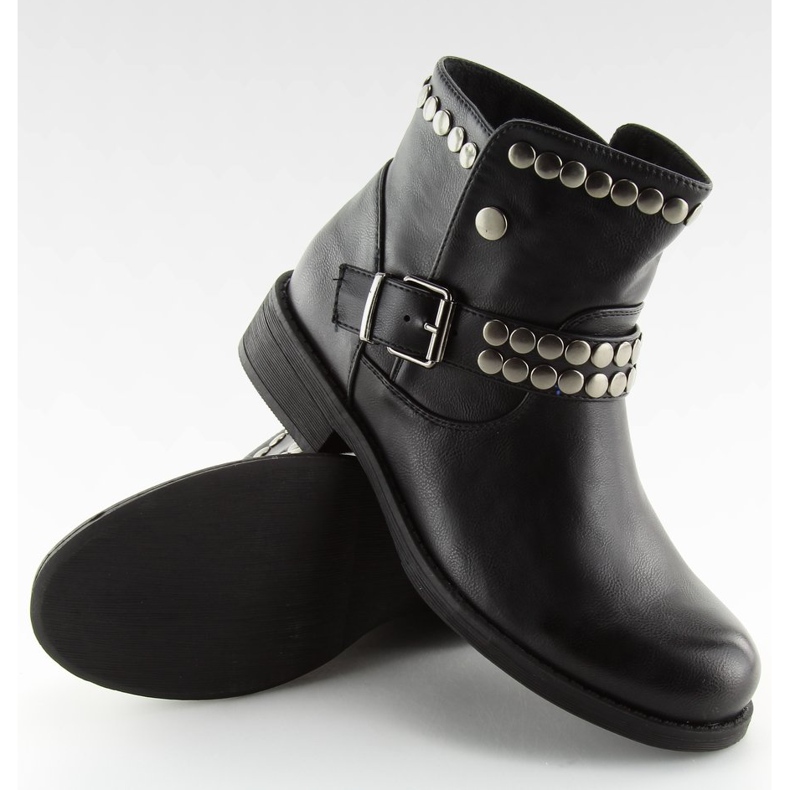 Black boots with studs black HUQ-008 Black 2