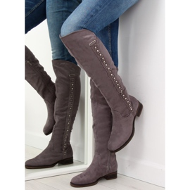 Over-knee boots, gray 990-PG gray grey 2