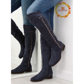 Over-knee boots, navy blue 990-PG blue 1