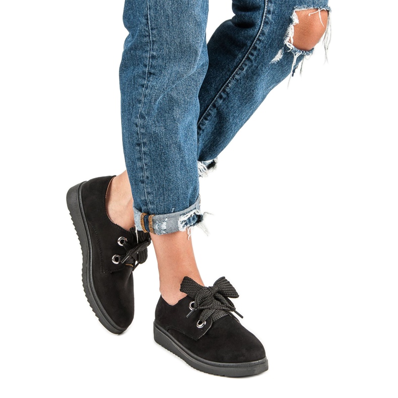 Suede lace-up sneakers black 1