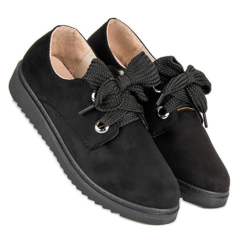 Suede lace-up sneakers black 2