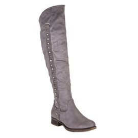 Super Me Suede boots with flat heels grey 1