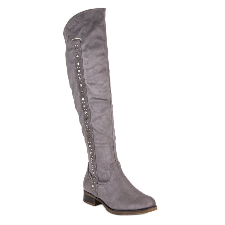 Super Me Suede boots with flat heels grey 1