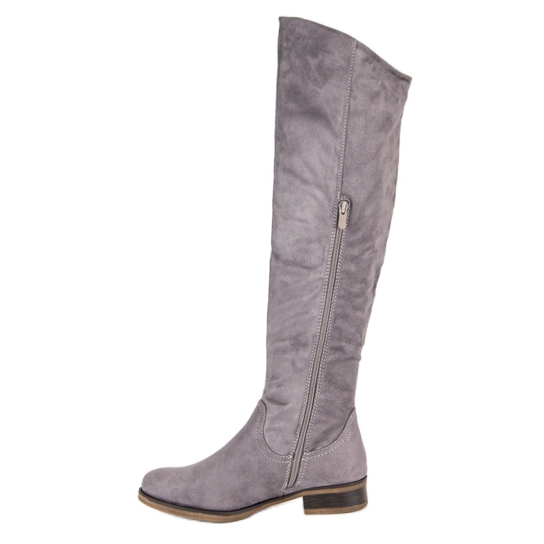 Super Me Suede boots with flat heels grey 2