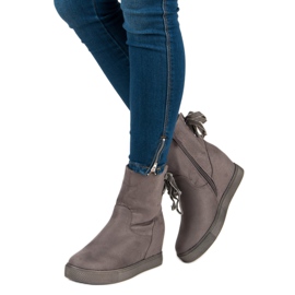 Bestelle Burgundy wedge boots grey 2