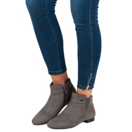 Vinceza Gray flat ankle boots grey 1