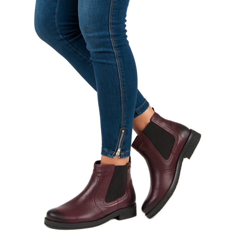 VINCEZA maroon Chelsea boots red 2
