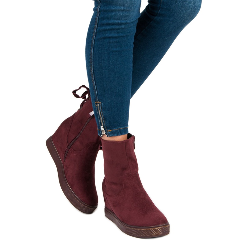 Bestelle Burgundy wedge boots multicolored red 2