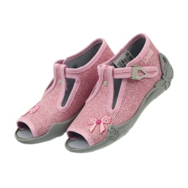 Bow slippers Befado 213P104 pink 4