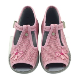 Bow slippers Befado 213P104 pink 3