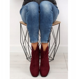 Low-heeled boots in maroon F184 Red 1