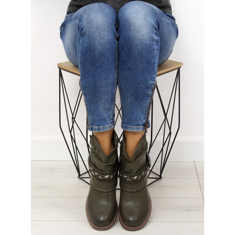 Green women's boots 815-PA DK.GREEN 1