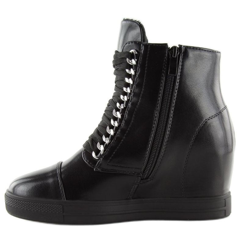 Black Boots on a hidden wedge heel NC737 Black 1