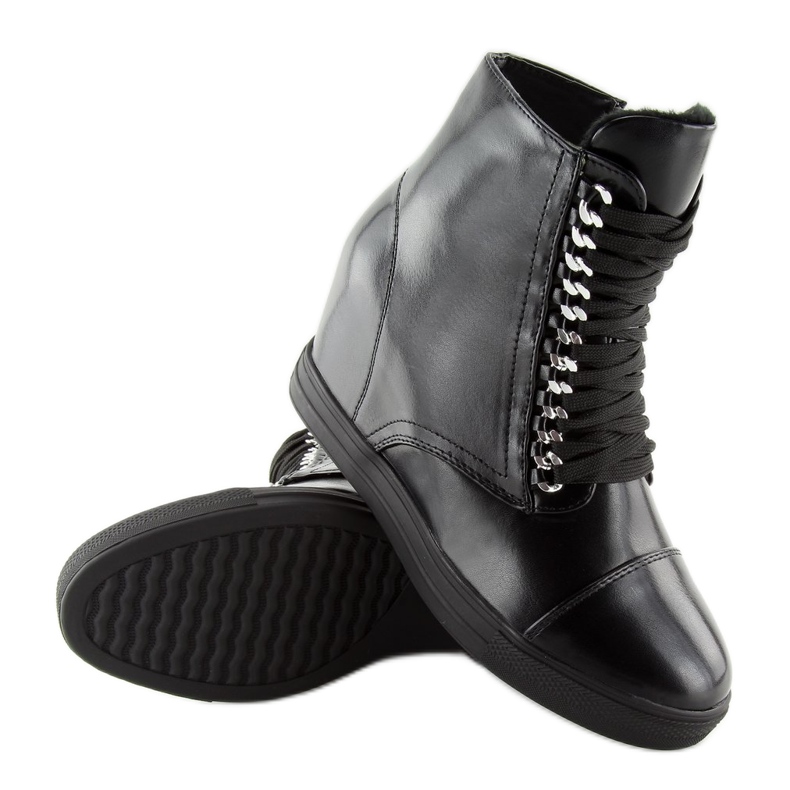 Black Boots on a hidden wedge heel NC737 Black 2
