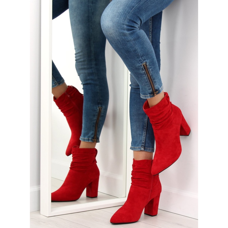 Red Wide-heeled boots NC781 Red 1