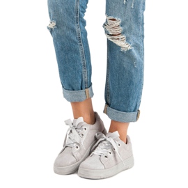 Light gray suede sneakers grey 1