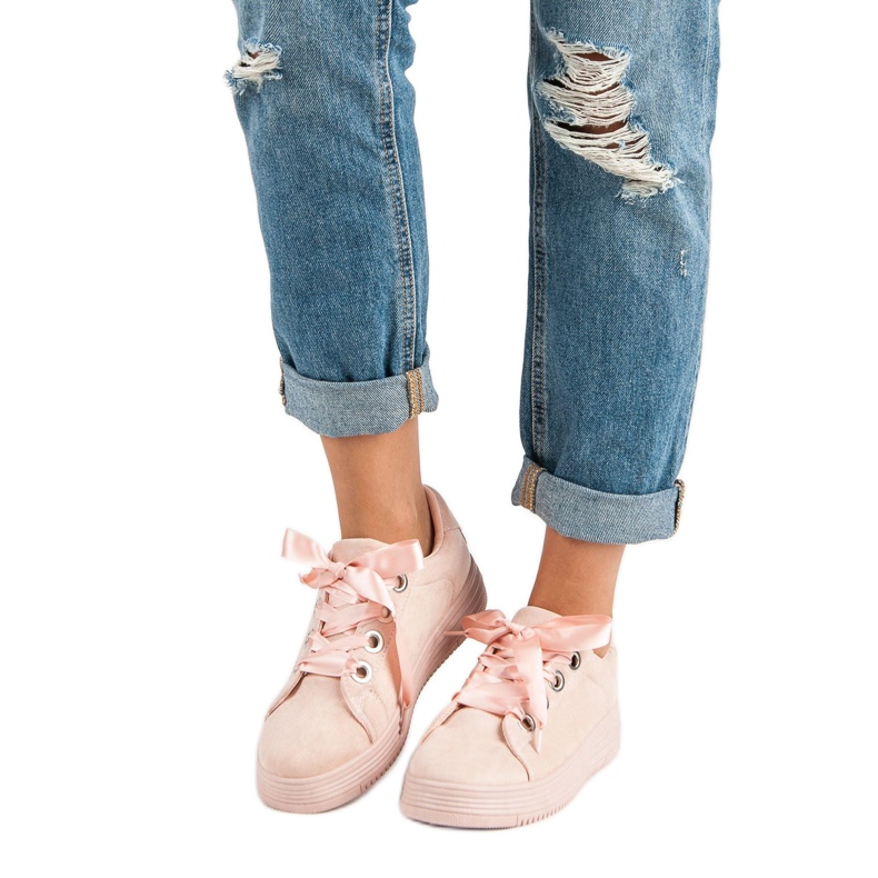Pink suede sneakers 1