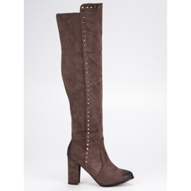 Elegant VINCEZA suede thigh boots brown 1