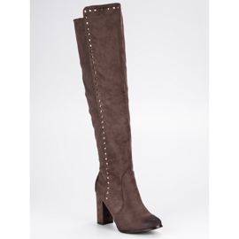 Elegant VINCEZA suede thigh boots brown 2