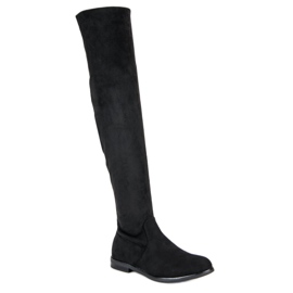 Super Me Black suede thigh boots 1