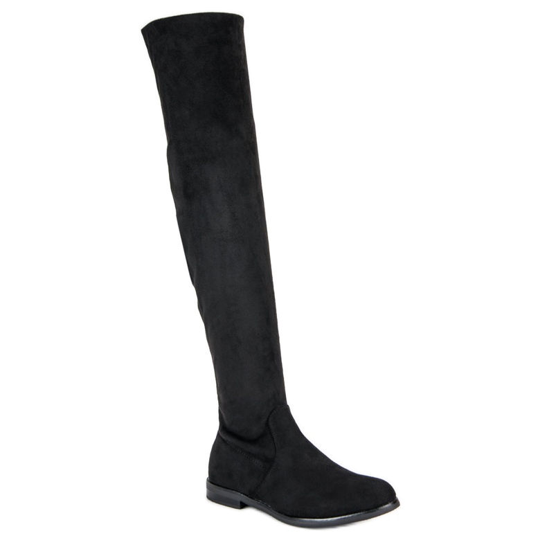 Super Me Black suede thigh boots 1