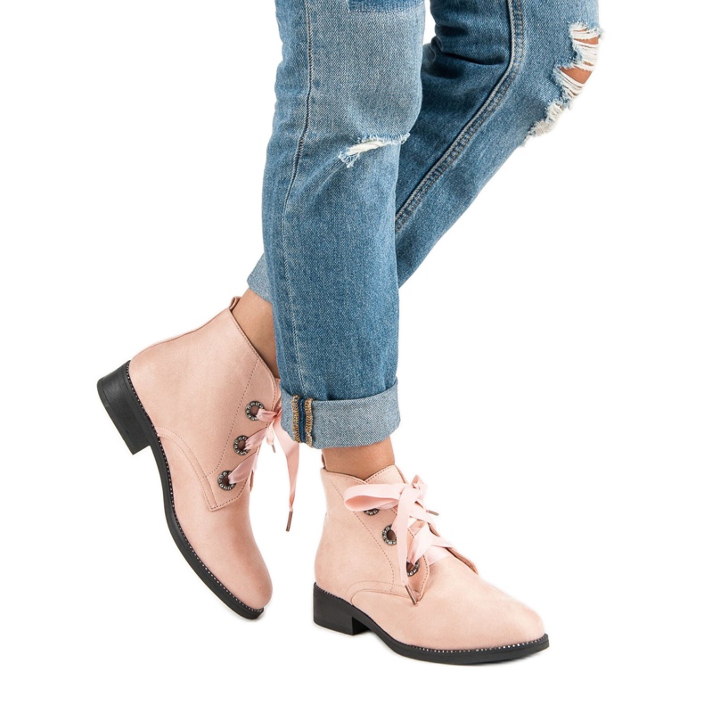 Seastar Tied Suede Booties pink 2