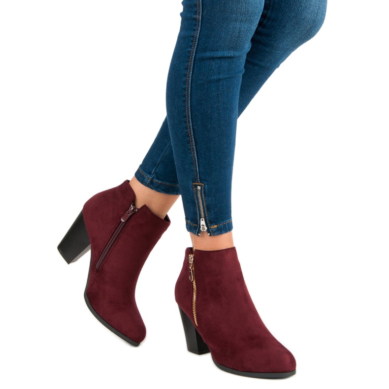 Groto Gogo Suede ankle boots on the post red 2
