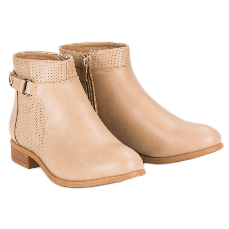 Abloom Beige ankle boots with a zipper black brown 2