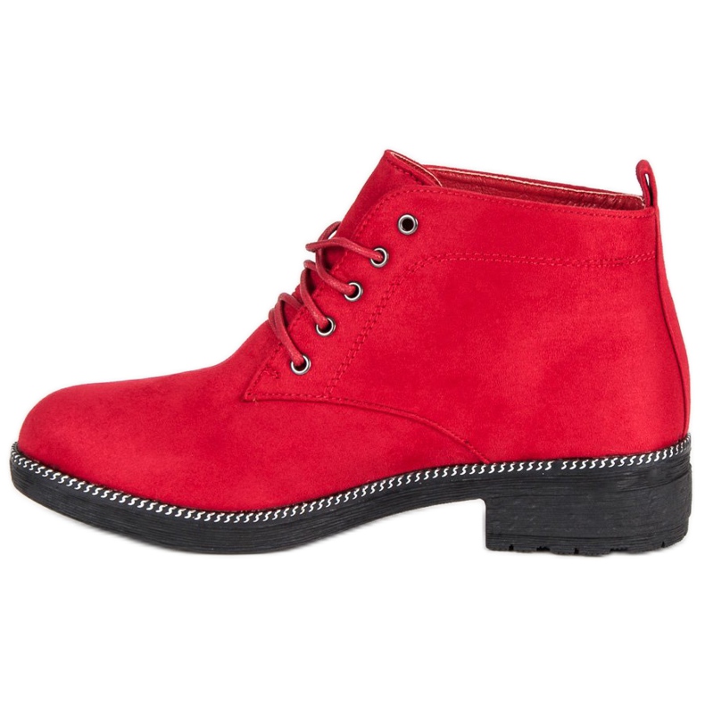 Nio Nio Lace-up suede ankle boots red 1