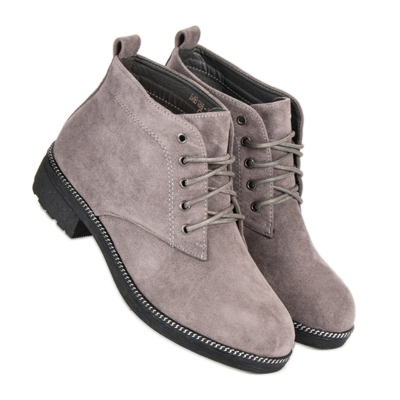 Nio Nio Lace-up suede ankle boots grey 2