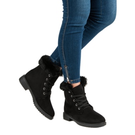 Warm, tied ankle boots black 1