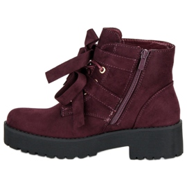 Burgundy suede boots red 1