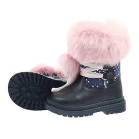 Bartek Girls leather boots with fur 216390 navy blue 4