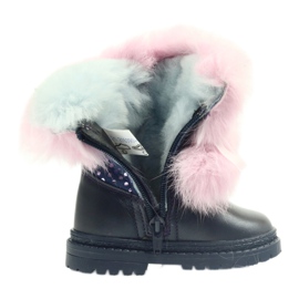 Bartek Girls leather boots with fur 216390 navy blue 5