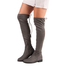 Seastar Over-the-knee boots on a flat heel grey 1