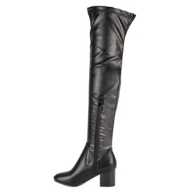 Seastar Black high-heeled thigh-high boots 1