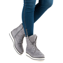 Warm, tied ankle boots grey 2